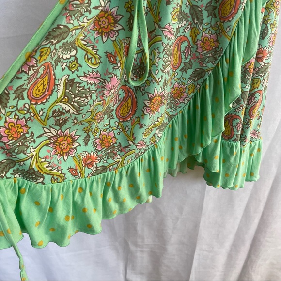 Matilda Jane women’s Floral wrap Mini Dress Paisley Polka Dot Mint Green Small - Picture 9 of 11